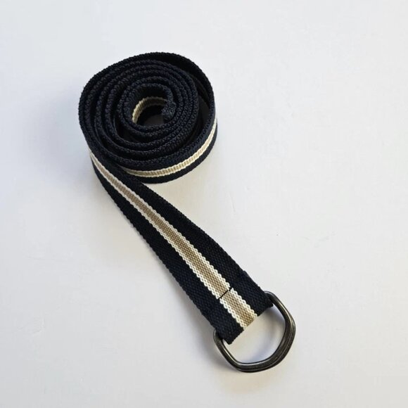 Preppy Canvas Stripe Belt – 44" Unisex Adjustable D-Ring Style - Picture 1 of 8